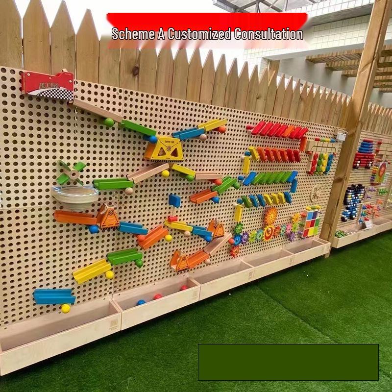 Peg Beads Wall Toy: Interactive Wooden Blocks & Wall Decoration Game for Kindergarten.
