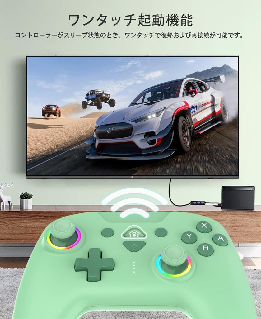 FONLAM Switch Compatible with Switch and RGB Light Gamepad with Macro Wireless and Supports and Features Adjustable Vibration and Fire and Sleep Wake