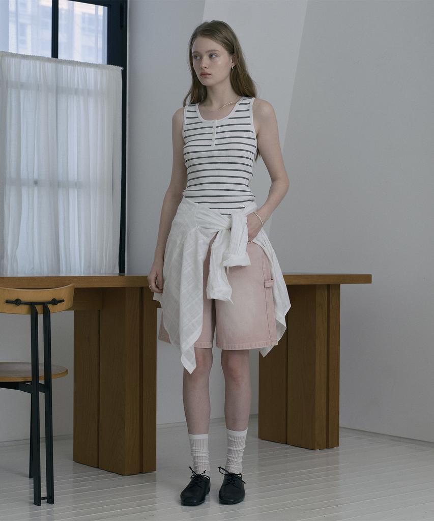 JUCYJUDY Striped Sleeveless Henley Neck Knit J1Kt020B