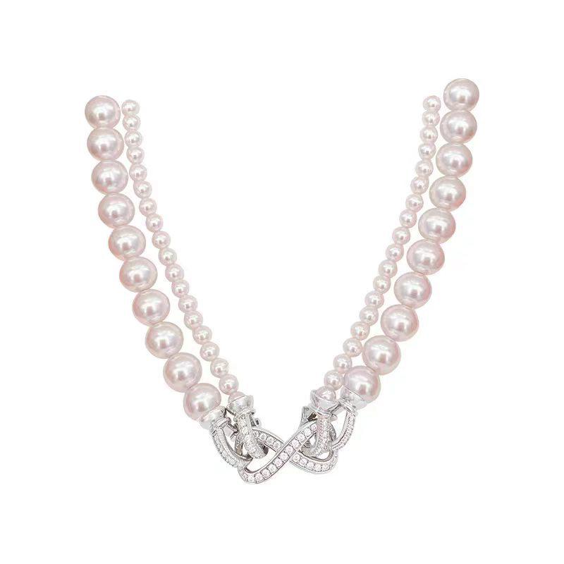Shi Jiaman Women's Rose Pearl Layered Clavicle Necklace - Elegant Autumn/Winter Sweater Accessory