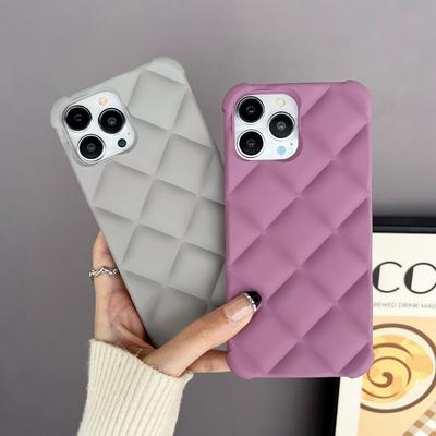 Matte 3d Rhombus Phone Case For Iphone 14 12 11 13 Pro Max Mini Xr X Xs 7 8 Plus Se Soft Silicone Cover