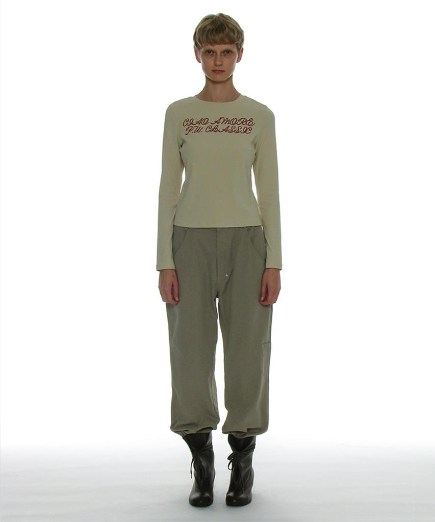 PARTIMENTO WOMEN 93 Studded Printed Long Sleeve Tee_Cream