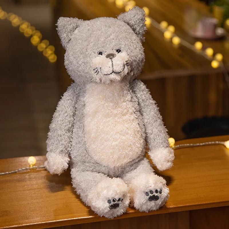 Cute Tea Rice Cat Plush Toy Black And White Splicing Plush Kawaii Cat Sleeping Leg Doll Festival Gift For Children Birthday Gift