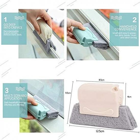 6PCS Window Groove Cleaning Brush,Creative Hand-held Crevice Cleaner Tools- Fixed Brush Head Design Scouring Pad Material for Door, Window Slides and