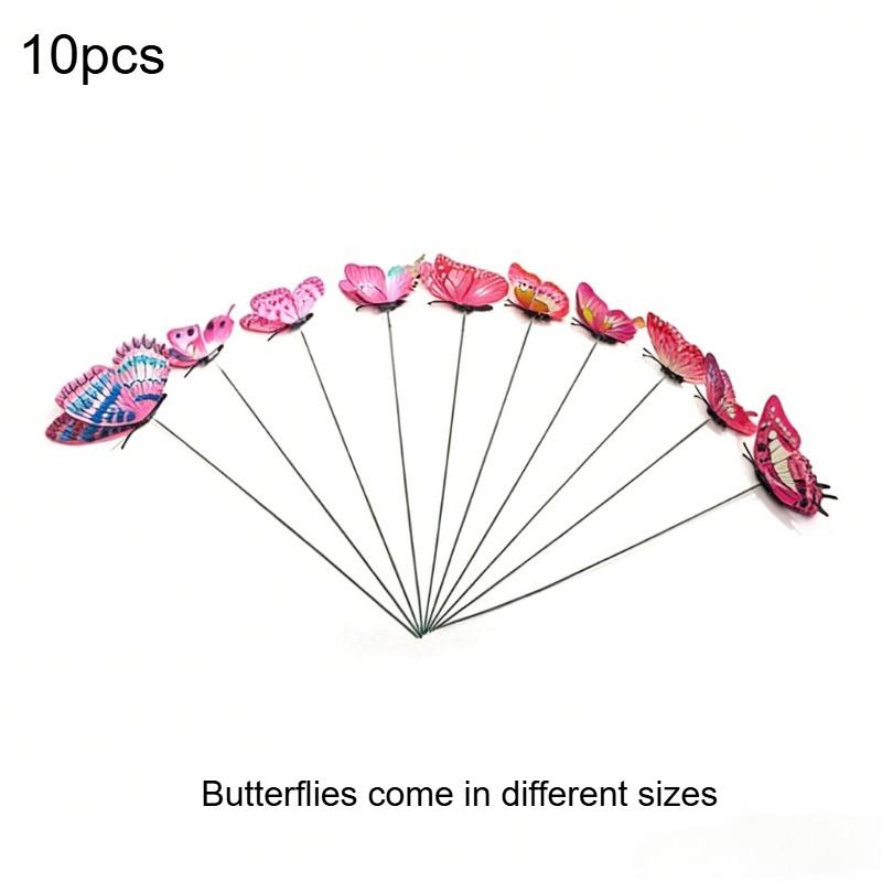 10pcs 3D Butterfly Garden Decorative Stakes Elegant Realistic Decorative Display Office Home Decor DIY Crafts Garden Accessories