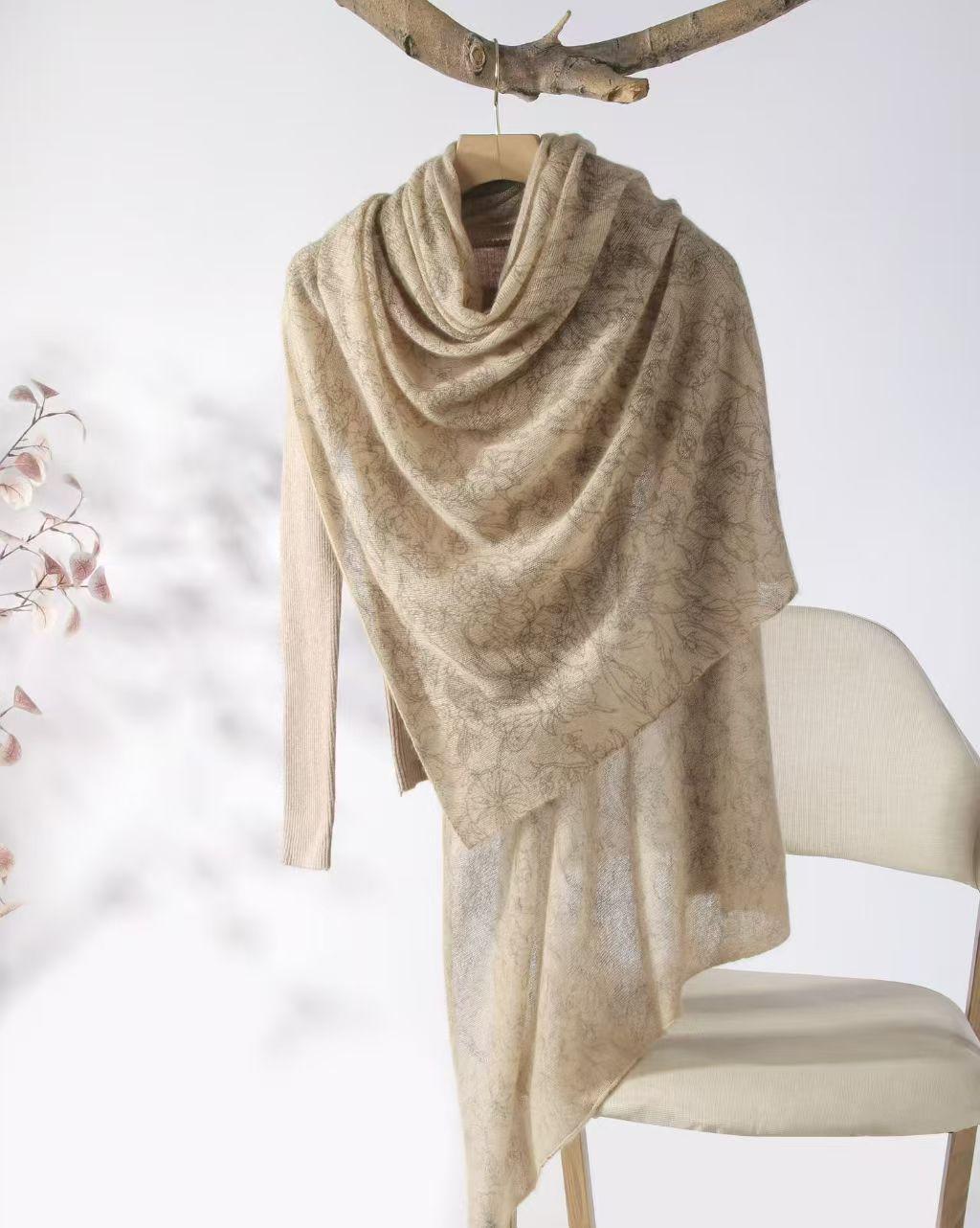New Women s Cashmere Knit Printed Shawl - Lightweight, All-Season Long Scarf, Soft and Stylish