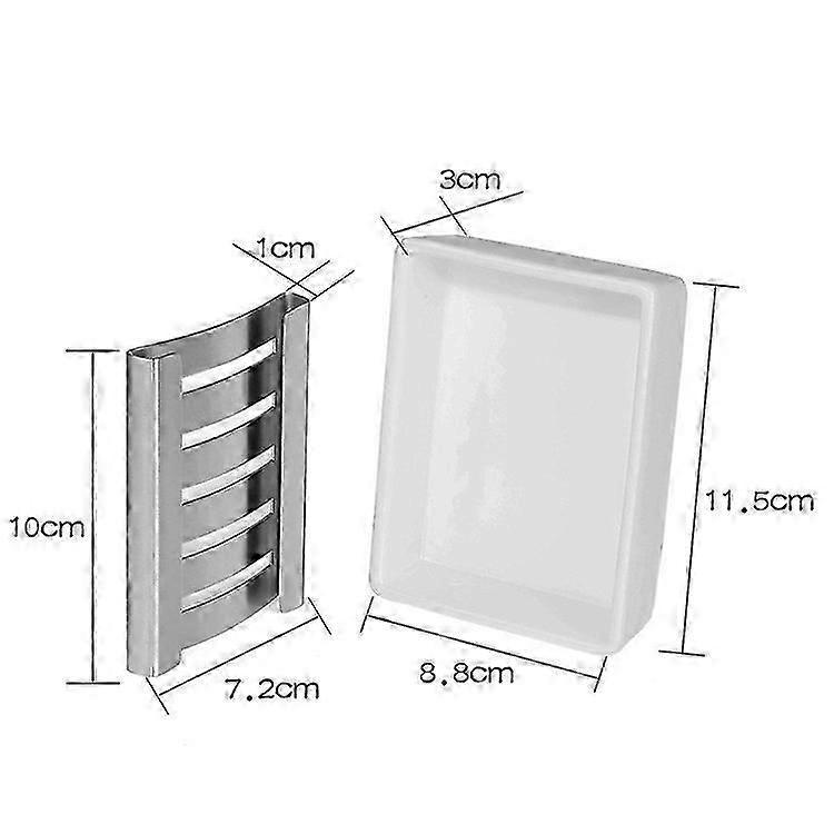 Stainless Steel Ceramic Soap Dish For Bathroom, Double Layer, Self Draining Soap Dish, Reject Fluffy Soap, Easy To Clean(White)