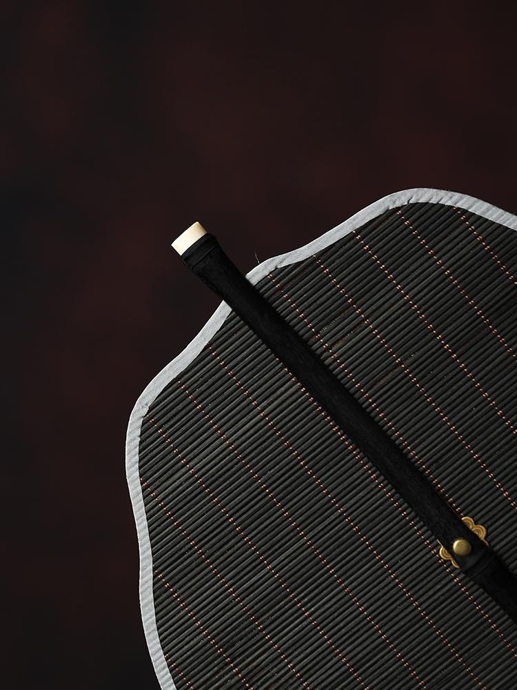 Fan Ancient Style Bamboo Round Vintage Flower Embroidery Chinese Style Hanfu Accessories Foldable Curly Long Handle Portable 1Pc