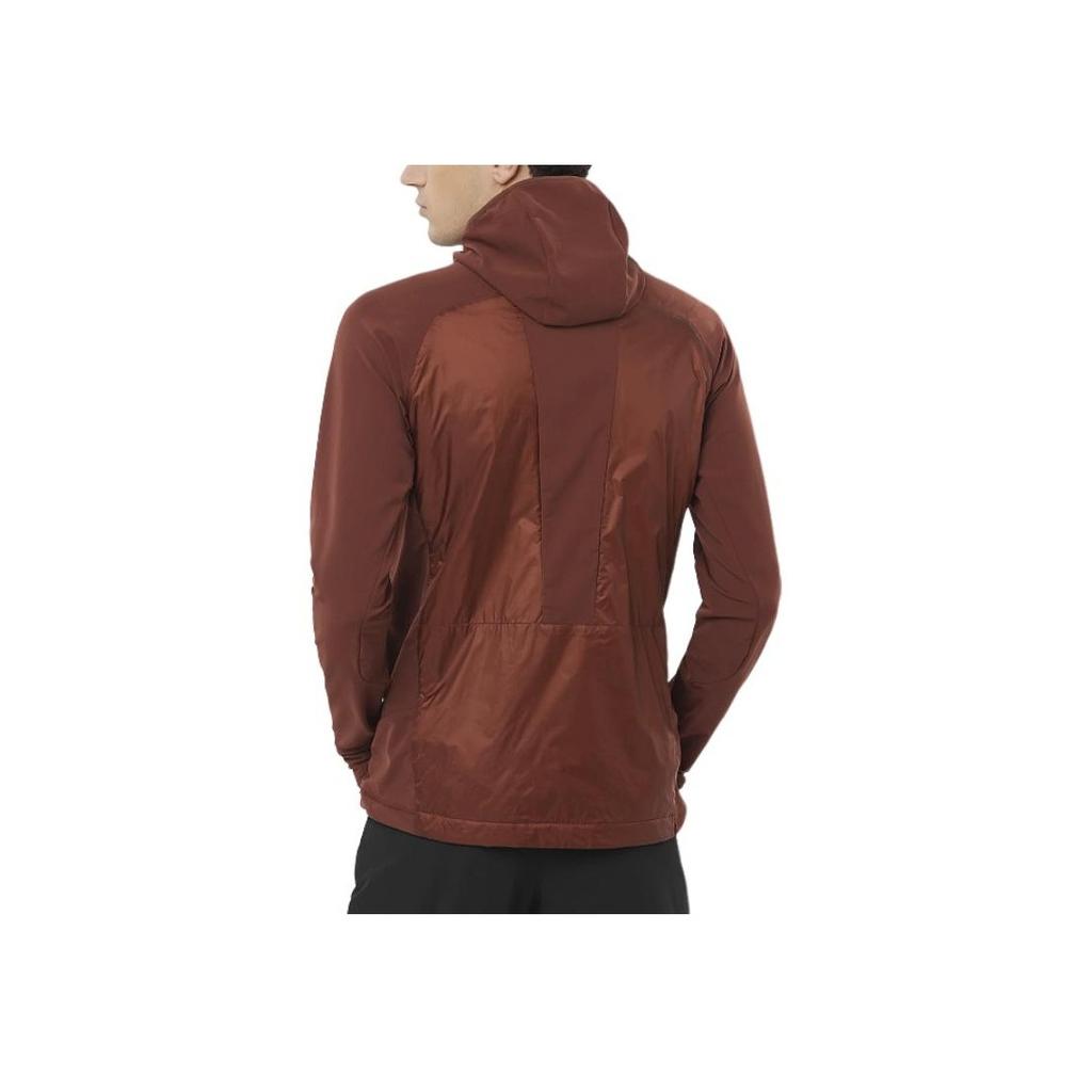 Salomon Elixir Hybrid Minimalist Letter Windproof Waterproof Comfortable Breathable Warm Hooded Jacket Men Jacket Brown LC2291600