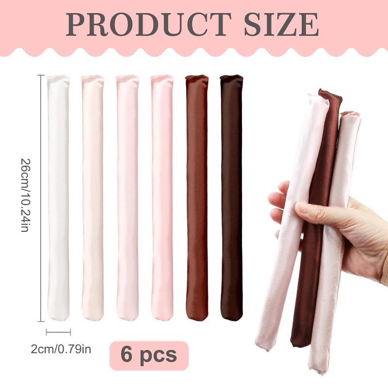 Lazy 26cm No-Heat Curling Iron Set Rubber Six Colors Six-Piece Hair Roller Kit Women Sleep Without Heat Curling Iron Satin