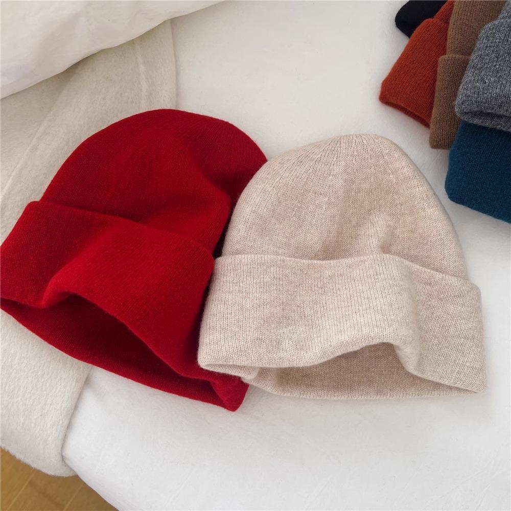 Woolen Knitted Cap for Women A Versatile and Face Enhancing Small Ear Protecting Woolen Cap for Autumn and Winter