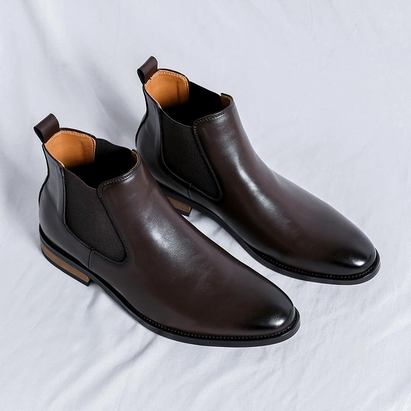 Fashion Street Style Men Business Botas Casual Shoes Personality Men's High Top Shoes Leather  Ankle Boots Anti Slip Male Chelsea Boots