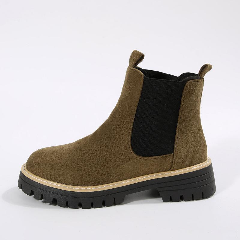 Martin boots new round head leather boots matte mid-top Chelsea boots casual boots