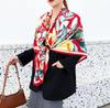 Women Twill Silk Shawl Large Square Scarf 130*130cm Rose Floral Design Oversize Scarves Lady Gifts Present Scarves
