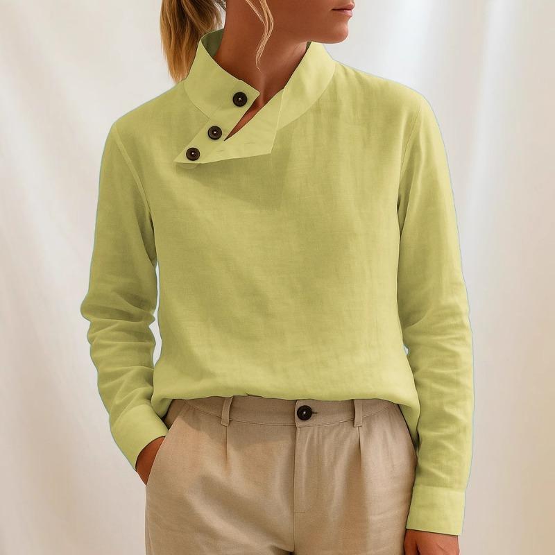 2025 New Women's Casual Stand Collar Long Sleeve Regular Pullover Digital Printed Women's Top T-shirt