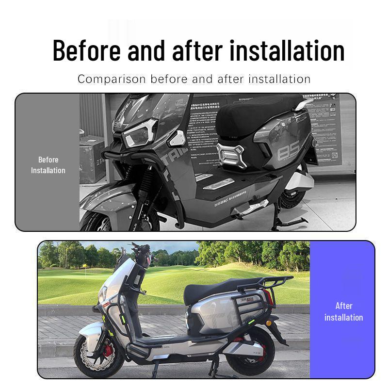 Fengshen Electric Scooter Crash Bars with Footrests: Anti-Fall Bumpers & Luggage Racks for Modified Bikes