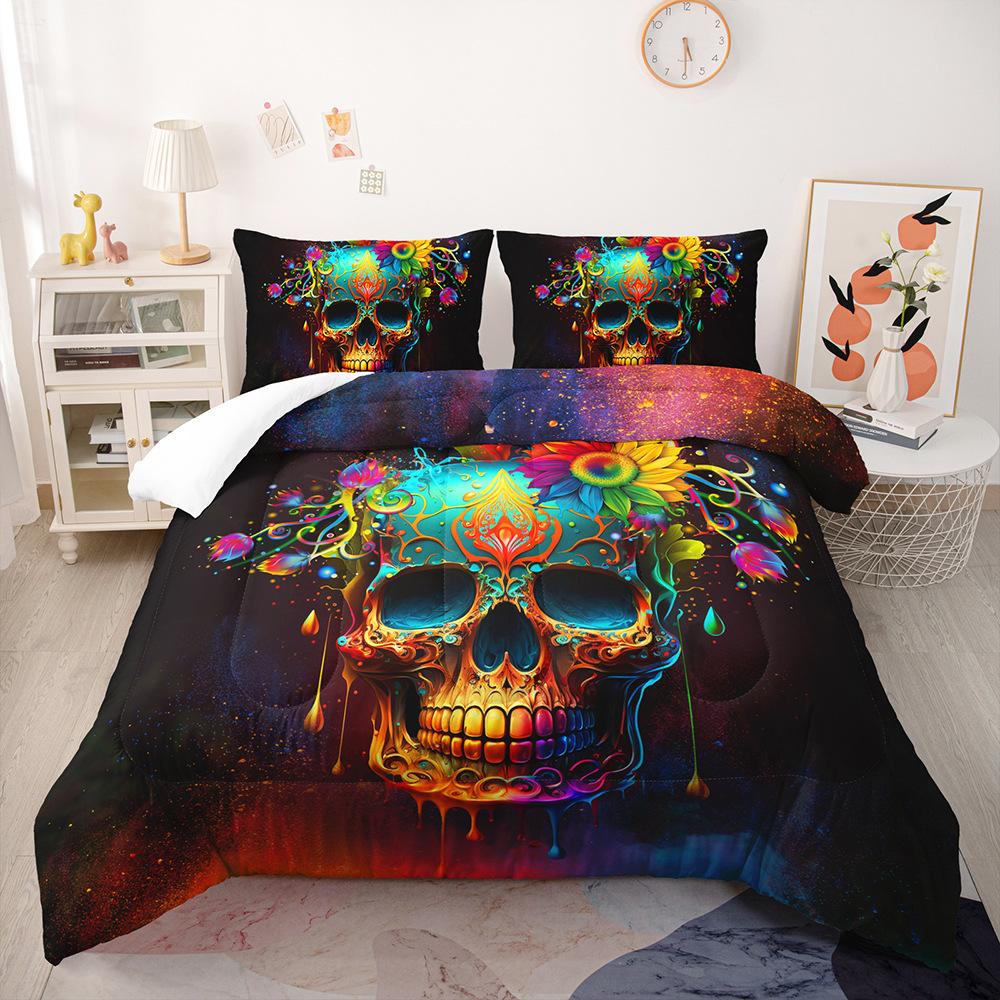 Gothic Style Bedding Set Rose Skull 3D Print Polyester Duvet Cover Single Twin Queen King Size for Home Decoration Birthday Gift