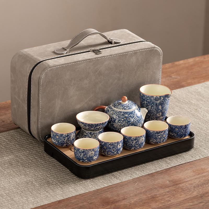 Xishi Teapot Huang Ru Kiln Travel Kung Fu Tea Set Household Portable Teacup Teapot Light Luxury Business Gifts