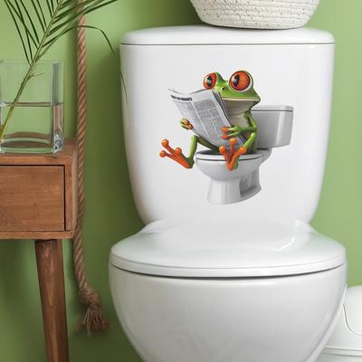 Cartoon Niedlichen Frosch Lesen Zeitung Toilette Badezimmer Badezimmer Dekorative Aufkleber