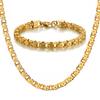 Gold Color Stainless Steel 5mm Flower Box Link Chain Bracelets Necklace For Women Men  Party Wedding Jewelry Sets Gifts