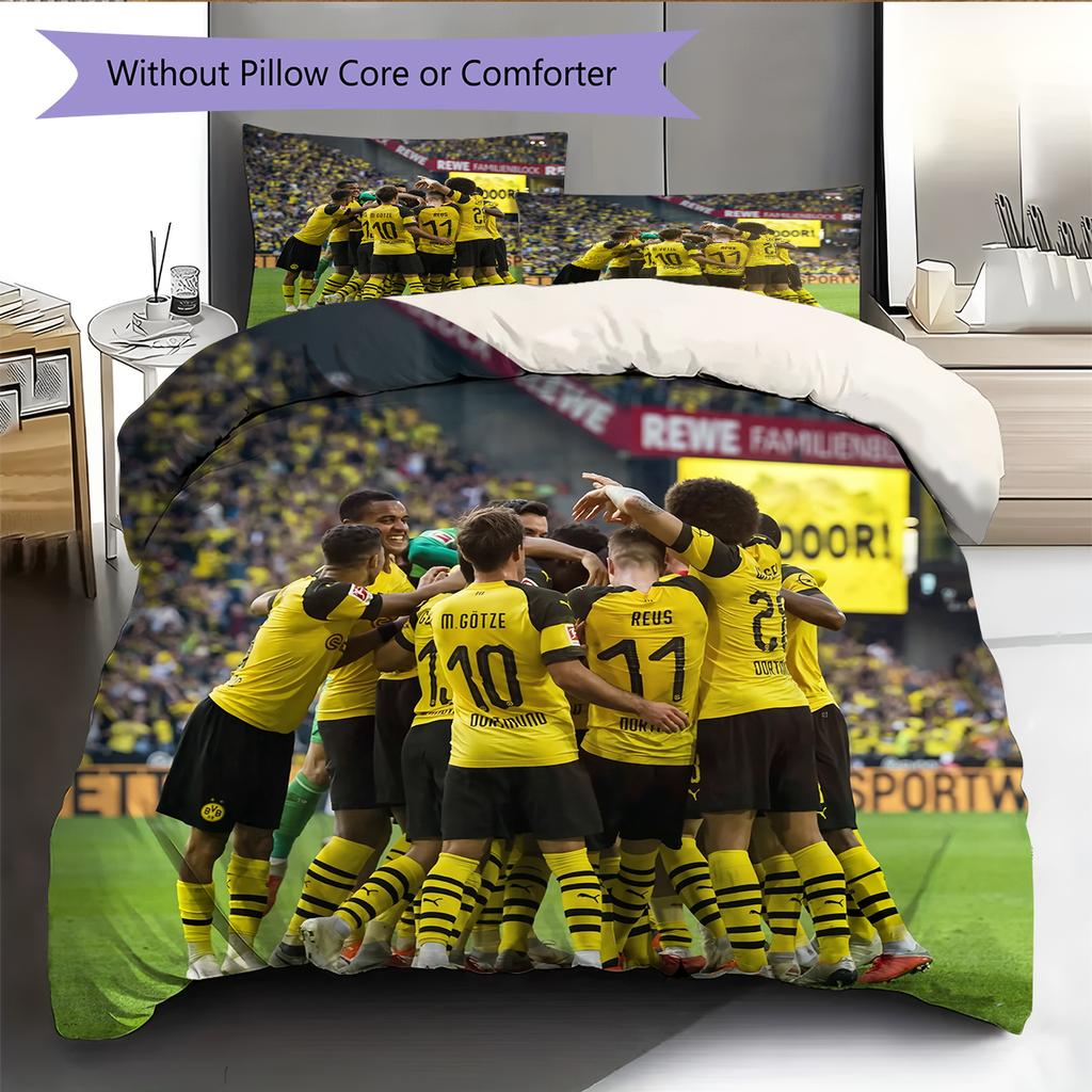 Dortmund Pattern Bedding Home Decoration Birthday Gift (1 * duvet cover + 2 * pillowcase, without core)