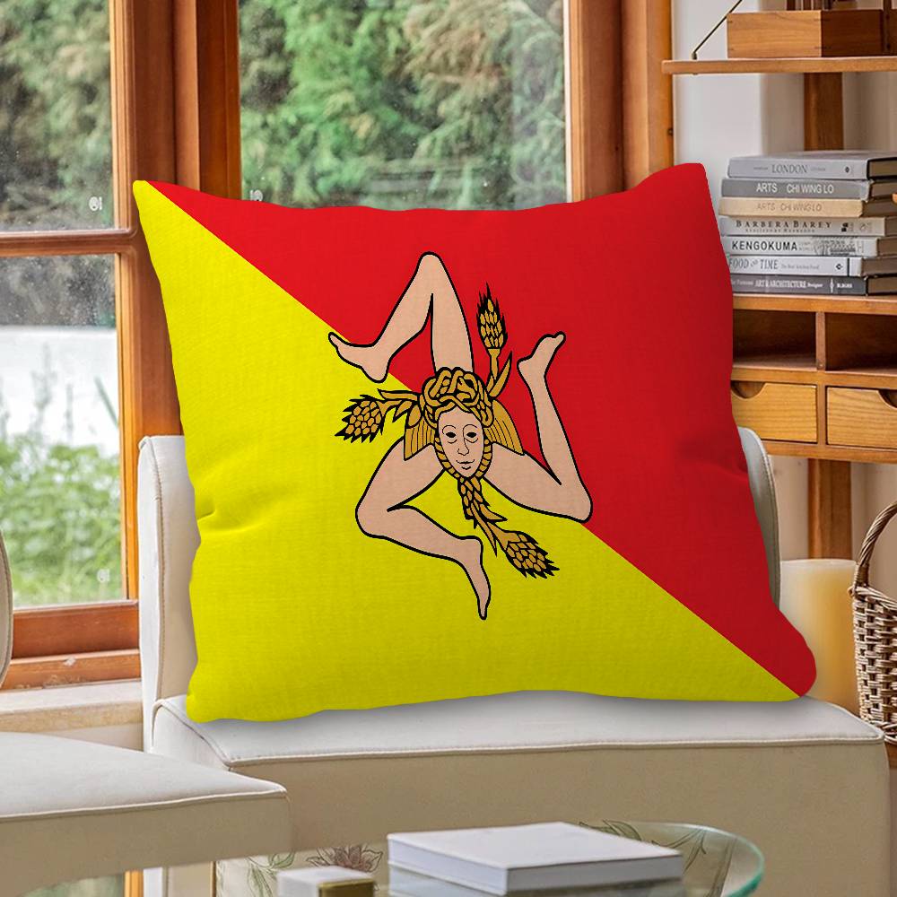S-Sicilian Flag Pillow Cover Design cushion Cover decor Holiday Decorati