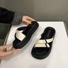 Platform slippers women's 2025 new summer cross-strap beach shoes out of the street fashion sandals