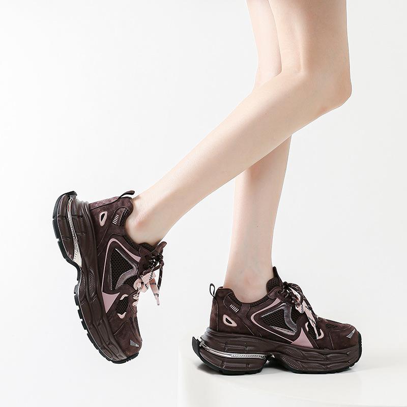 Autumn and winter new Maillard platform dad shoes for women, retro heightening casual shoes, thin and lightweight soft-soled sneakers for women