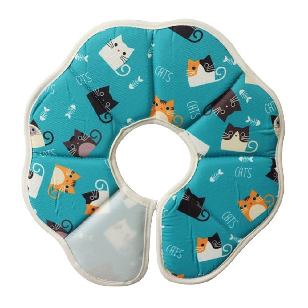 Adjustable Cartoon Printed Cat Cone Collar Breathable Soft Pet Elizabethan Collar Waterproof Cat Recovery Collar Pet Grooming