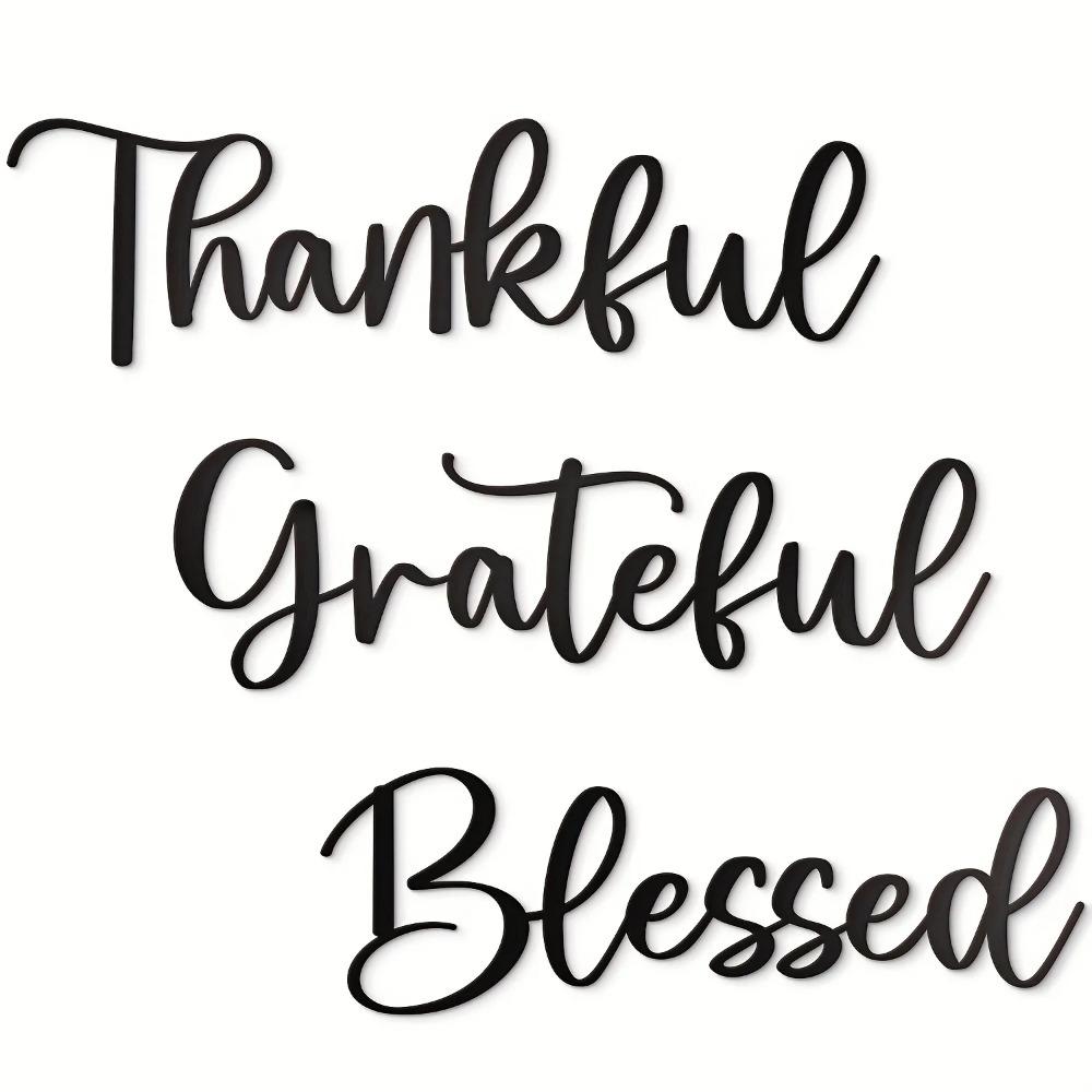 3pcs Grateful Blessed Metal Wall Art Set - Black Thankful Sign for Home Décor, Inspirational 'Be Grateful' Wall Art