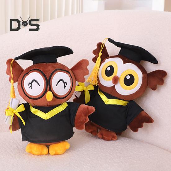 Graduation Owl Bear Doll Cute Plush Class of 2025 Gift for Her Him Personalized School Stuffed Animal Mini Doctoral Hat Design Graduation Decorations