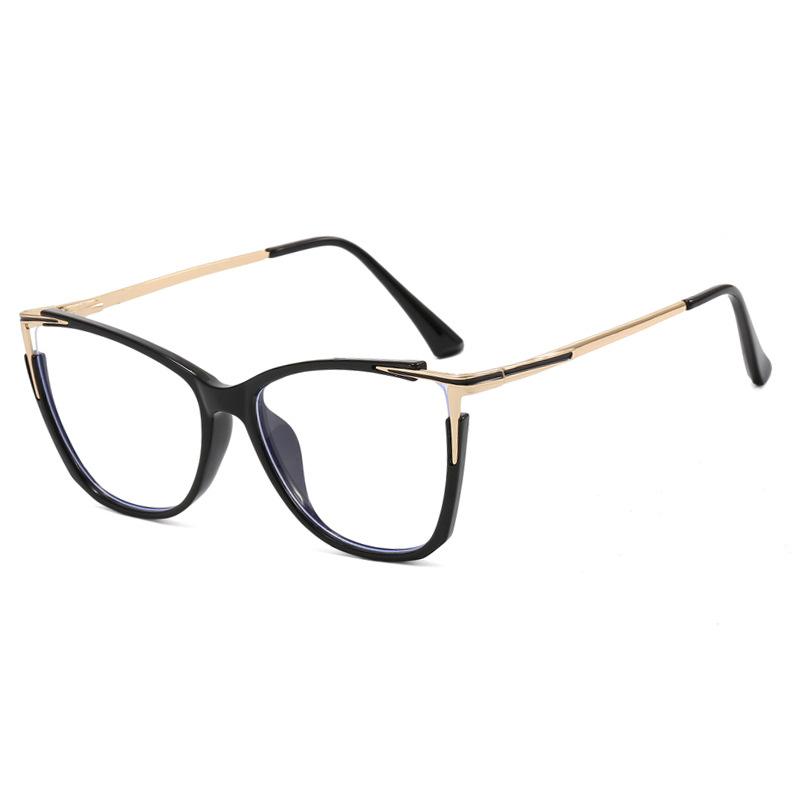 Retro temperament large frame cat eye glasses frame new can be equipped with myopia flat mirror anti-blue light ins glasses frame