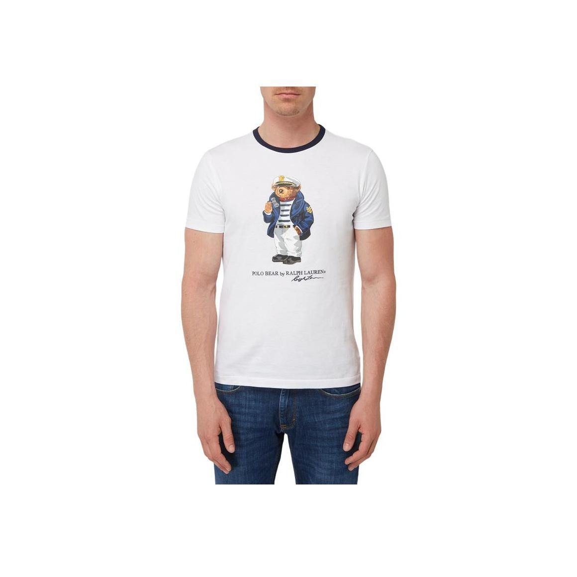 

Polo Ralph Lauren SS24 Футболка с принтом Captain Bear, круглым вырезом и короткими рукавами, мужская, белая 710791096-002 M