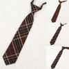 Brown Checkered Striped Neck Tie Pre-Tied Bowtie for Japanese JK School Uniform