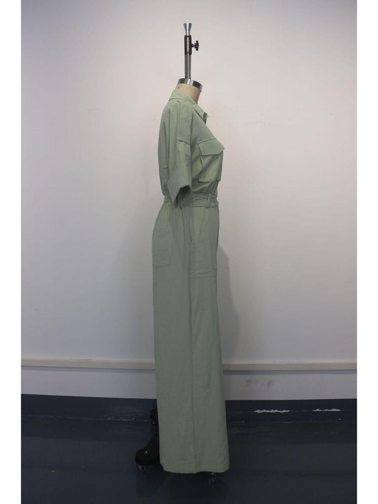 Women's Fashion Jumpsuit: New Loose-Fit, Waist-Slimming Wide-Leg Pants with Lapel Workwear Design.