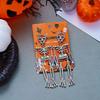Crystal Pumpkin Ear Studs Zircon Long Tassel Drop Earrings Punk Halloween Skull Earrings  Party