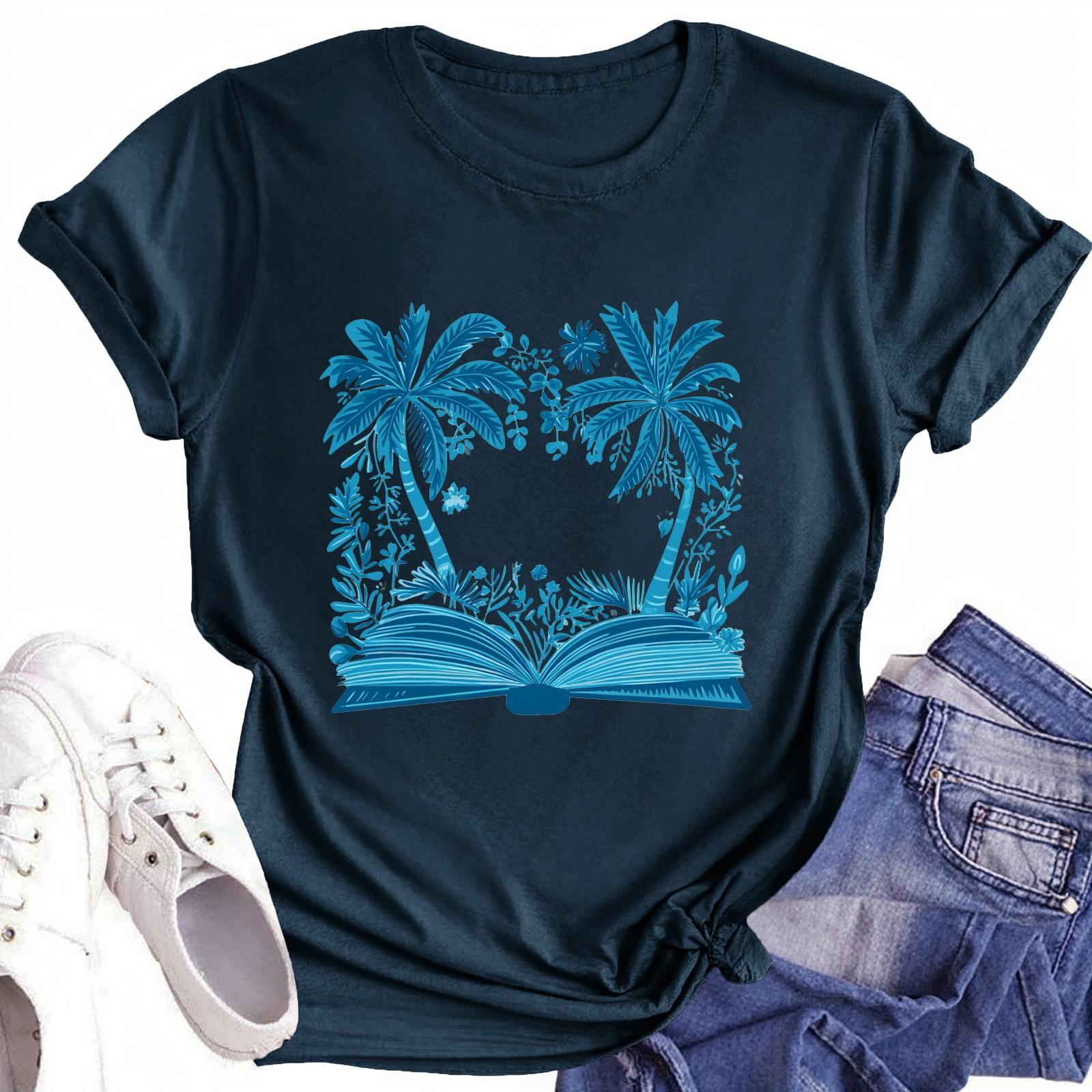 

Футболки с короткими рукавами для женщин, модные топы, легкие и мягкие повседневные летние наряды, одежда L тёмно-синий