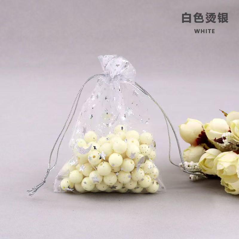 20PCS Moon Stars Drawstring Organza Bags Jewelry Gift Bags Pouches Gold Star Organza Favor Pouches for Christmas Wedding