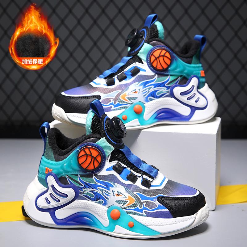 

Boys shoes velvet 2025 spring and autumn new children s breathable basketball shoes sports shoes middle and older children s rotating buckle cla 29