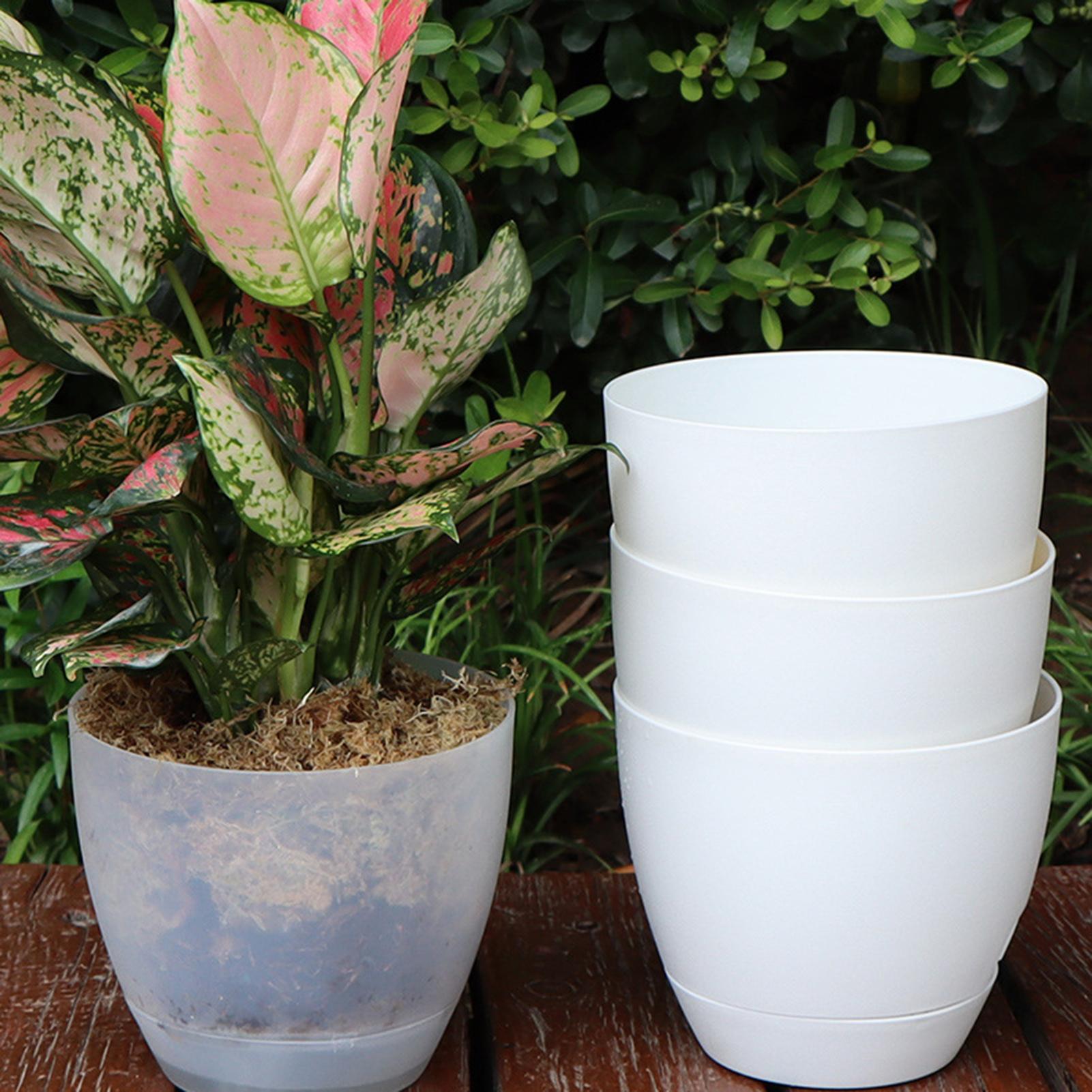

Lazy Self-absorbing Water Flower Planter with Tray Promote Root Respiration Vase Simple Flowerpot for Garden Planting Supplies прозорий