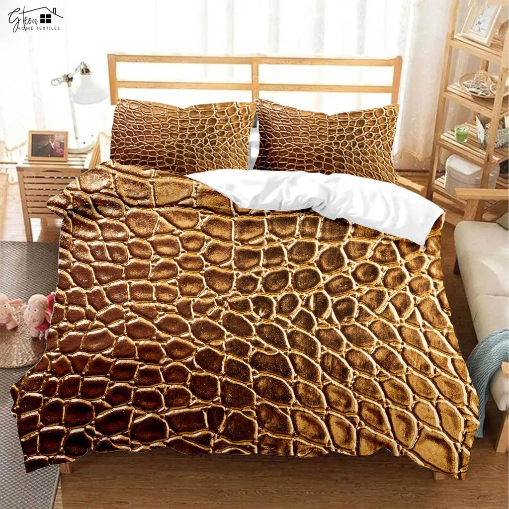 Leopardenmuster Schwarzweiß Kuhmuster Tierfell 3D-Druck Bettbezug Bettwäsche-Set Bettbezug Kissenbezug Dreiteiliges Set