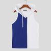 INCERUN Summer Men Sleeveless Stitching Sport Hooded Tank Tops