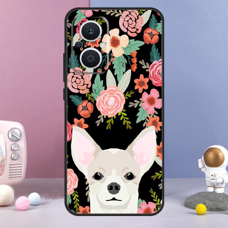 Chihuahua Face Floral Dog Funda For OPPO Reno 11 F 12F 13F 14F 10 12 13 14 Pro 7 8 Lite OPPO Find X9 X6 X5 X8 Pro Case