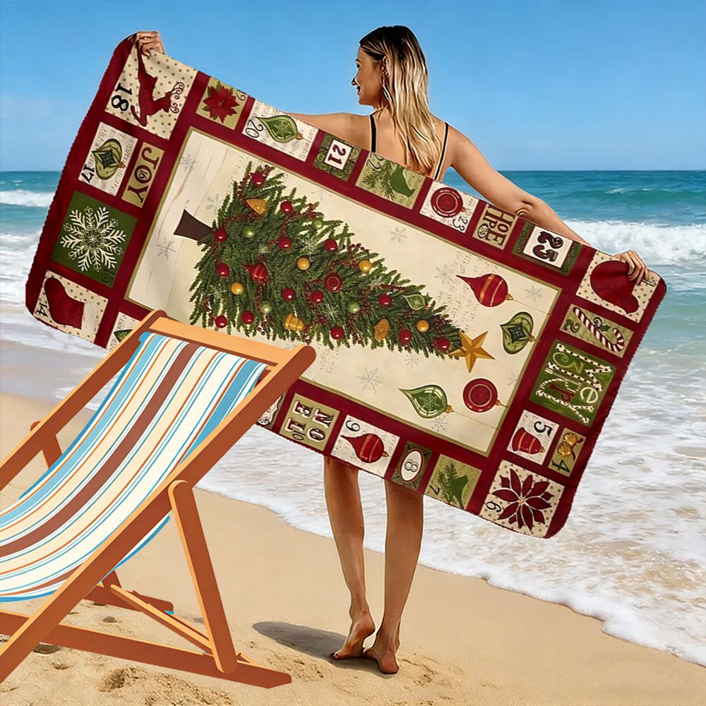 Christmas Tree Holiday Towel Beach Towel Quick-drying for Travel Outdoor Sports Jogging Beach and Swimming