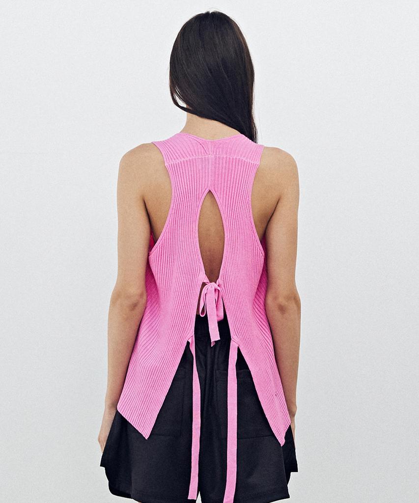 Lense Back Open Ribbon Knit Pink