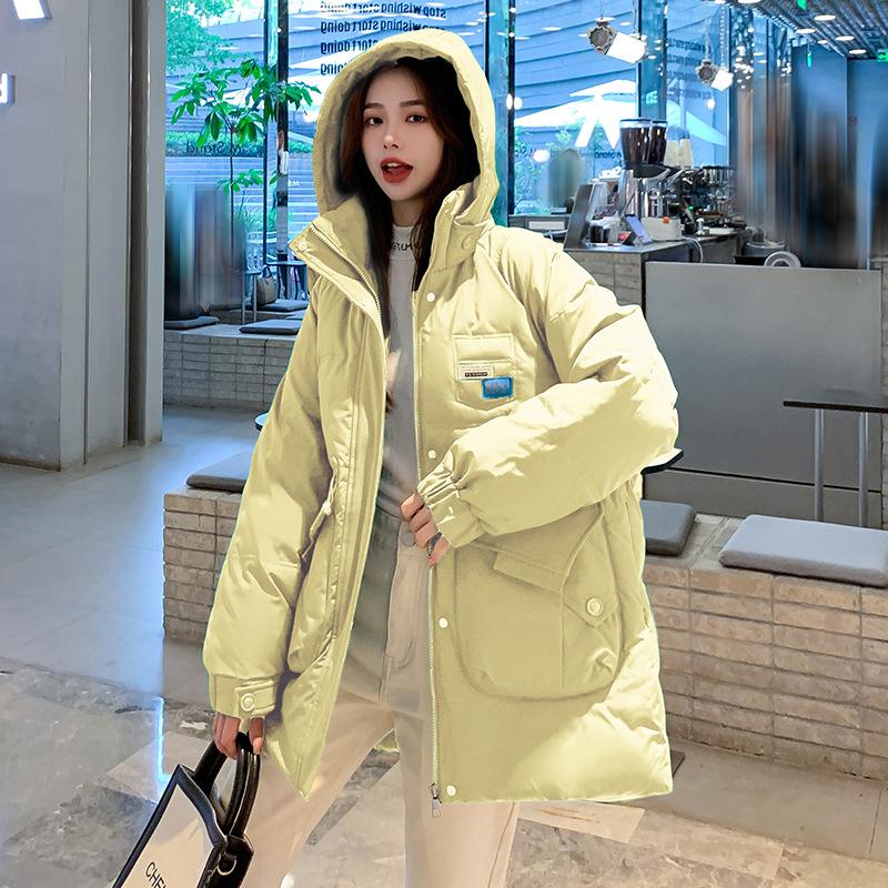 Loose Hooded Waist Mid-length Winter Coat Thickened Cotton Jacket New Large Size Down Cotton Coat