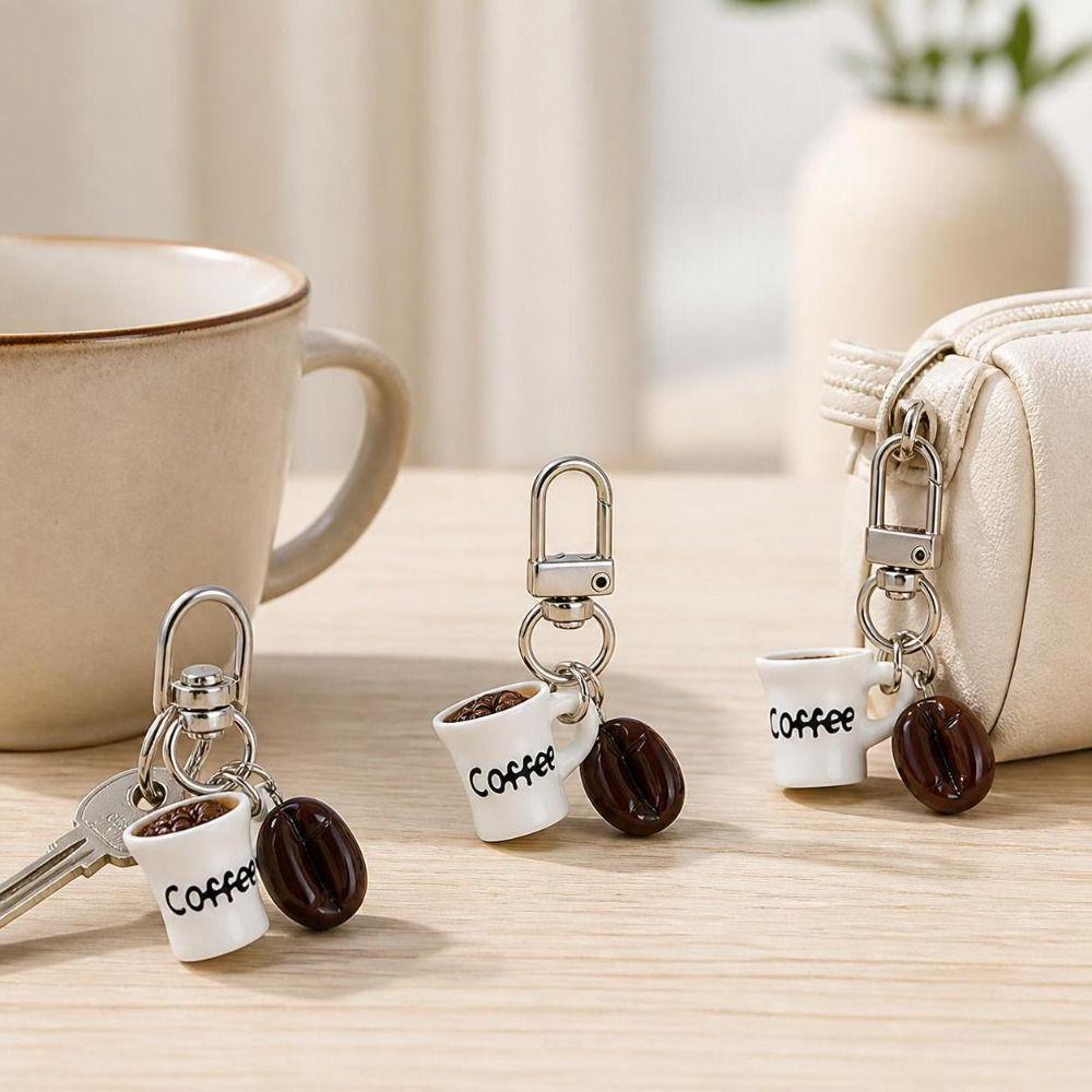 Simulation Coffee Cup Keychain Miniature Realistic Coffee Pendant  for Luggage Zippers