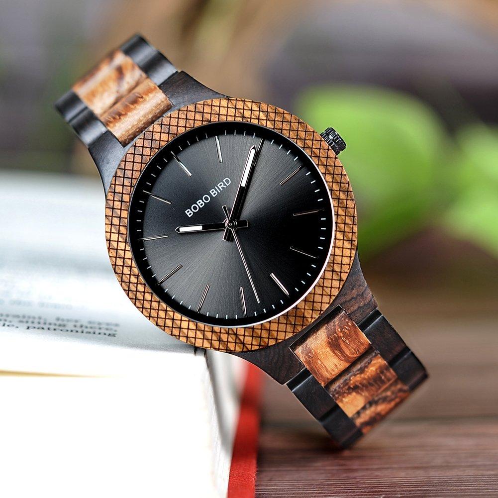 BOBO BIRD D30-1 Men's Bamboo Wood Watch with Japanese Quartz Movement, Analog, Vintage and Retro Design