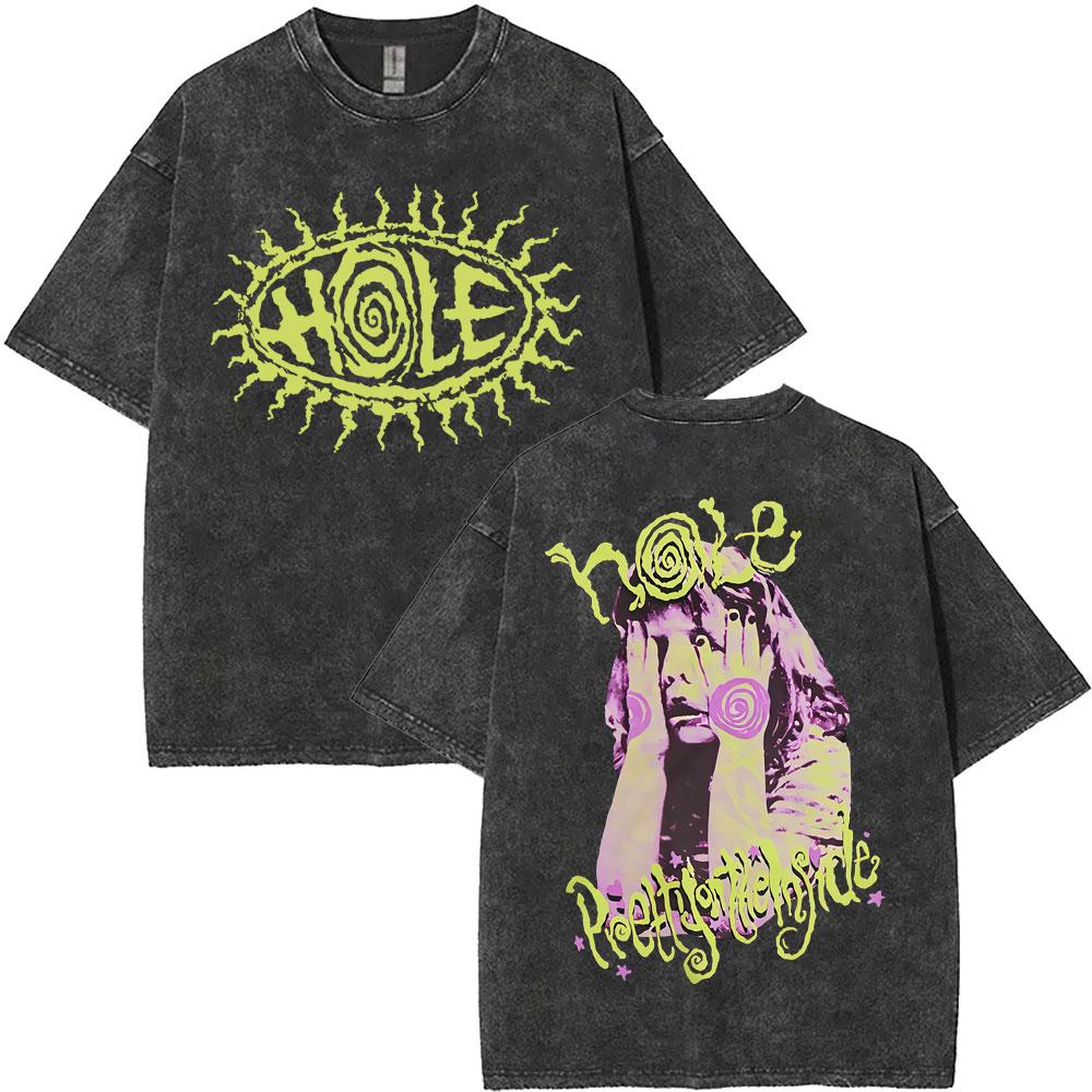 Limited Hole Courtney Love Vintage Gewaschene T-Shirts Herren Damen Alternative Grunge Rockband T-Shirt Übergroße T-Shirts Streetwear