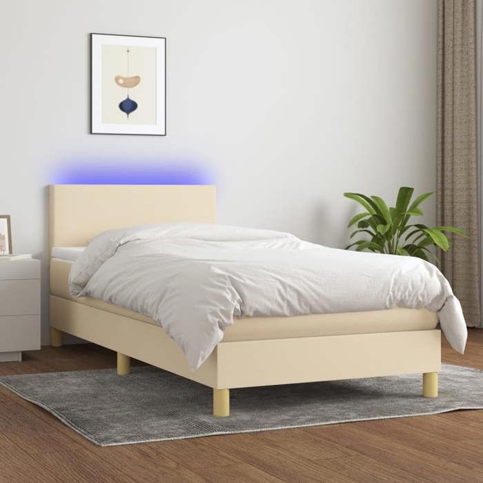 Maison Exclusive - Sommier à lattes de lit avec matelas LED Crème 80x200 cm Tissu